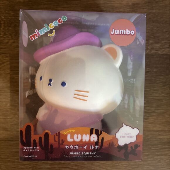 Mimicoco Jumbo Squishy Collectible Collection Cowboy Luna Cat With Pink Hat - Picture 1 of 3